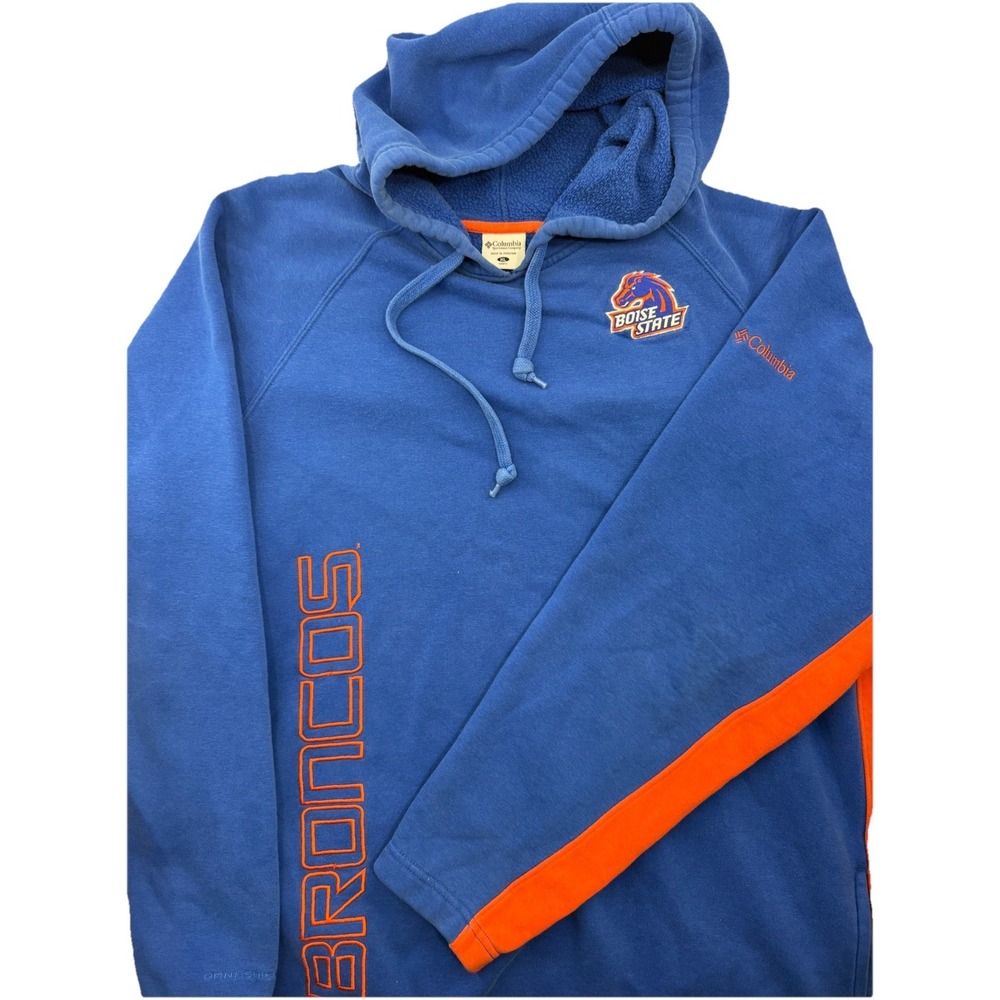 Boise State Broncos Hoodie Adult XL Blue Columbia Pullover Thick Sweatshirt EUC